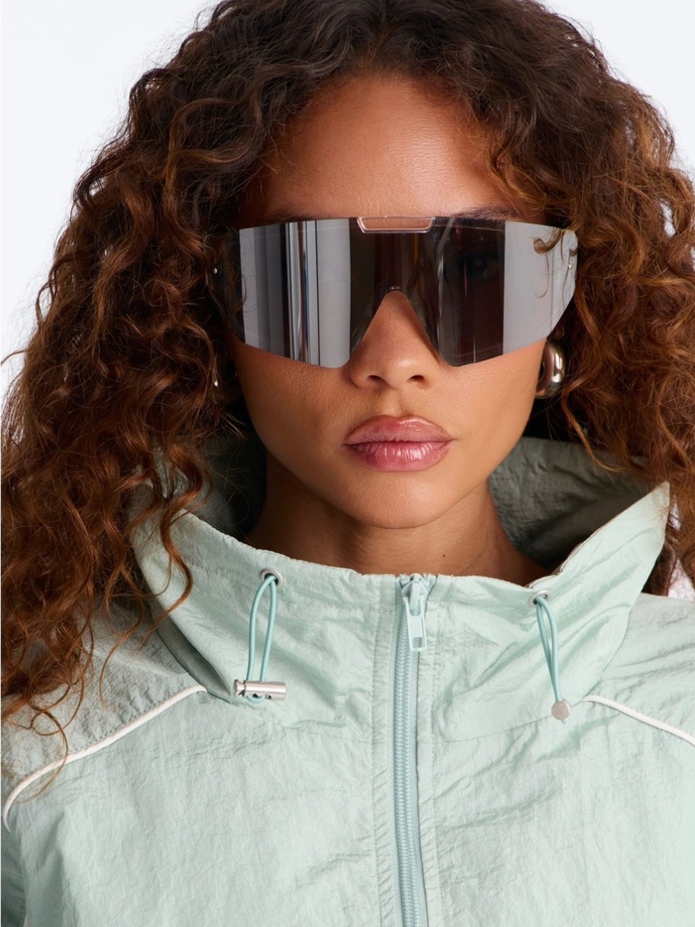 Mirrored Shield Visor Sunglasses in Silver